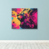 Abstrakte Kunst mit Lion-Canvas Leinwanddruck (Insitu (Holzboden))
