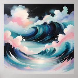 Abstrakte Kunst mit Meereswellen Poster