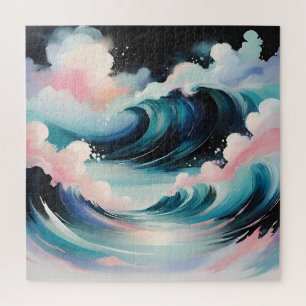 Abstrakte Kunst mit Meereswellen Puzzle