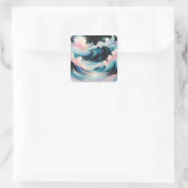 Abstrakte Kunst mit Meereswellen Quadratischer Aufkleber (Tasche)