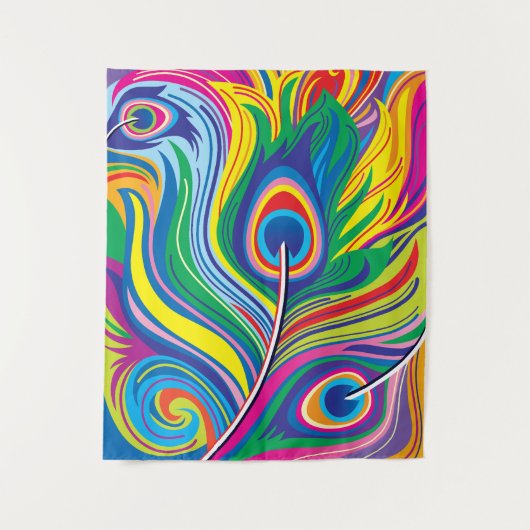 Abstrakte Kunst mit Pfauenfedern Wandteppich (Vorderseite)