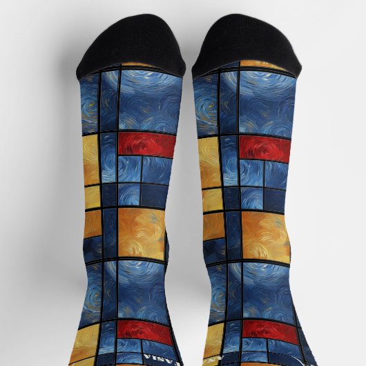 Abstrakte Kunst mit pulsierendem geometrischem Mus Socken (Oben)
