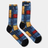 Abstrakte Kunst mit pulsierendem geometrischem Mus Socken (Rechts)