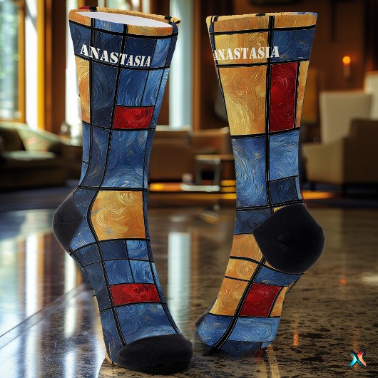 Abstrakte Kunst mit pulsierendem geometrischem Mus Socken