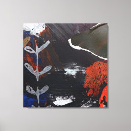 Abstrakte Kunst mit Silber, Kupfer und roten Akzen Leinwanddruck