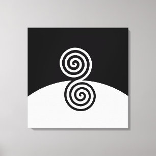 Abstrakte Kunst mit spiralförmigen Kreisen in Schw Leinwanddruck