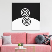Abstrakte Kunst mit Spiralkreisen in Schwarz und W Leinwanddruck (Insitu (Wohnzimmer))