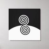 Abstrakte Kunst mit Spiralkreisen in Schwarz und W Leinwanddruck (Vorderseite)