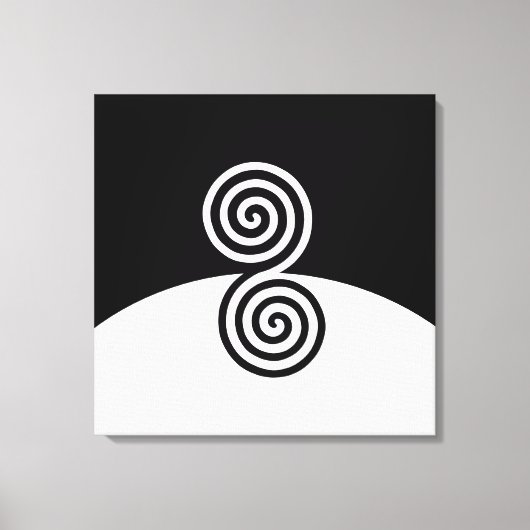 Abstrakte Kunst mit Spiralkreisen in Schwarz und W Leinwanddruck (Vorderseite)