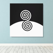 Abstrakte Kunst mit Spiralkreisen in Schwarz und W Leinwanddruck (Insitu (Holzboden))