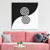 Abstrakte Kunst mit Spiralkreisen in Schwarz und W Leinwanddruck (Insitu (Wohnzimmer))