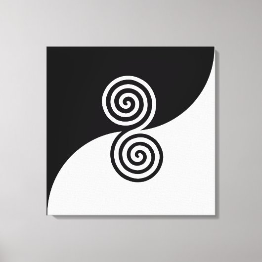 Abstrakte Kunst mit Spiralkreisen in Schwarz und W Leinwanddruck (Vorderseite)