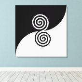 Abstrakte Kunst mit Spiralkreisen in Schwarz und W Leinwanddruck (Insitu (Holzboden))