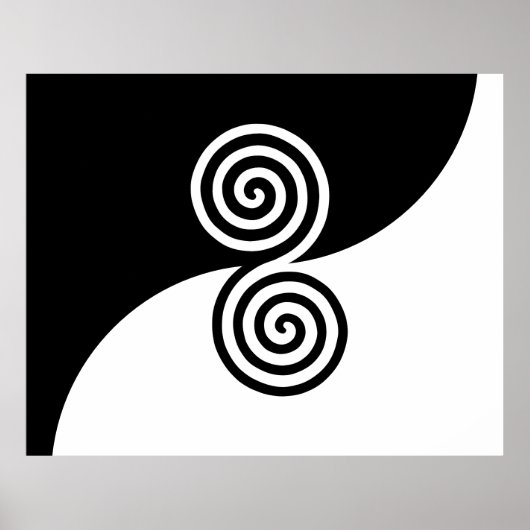 Abstrakte Kunst mit Spiralkreisen in Schwarz und W Poster (Vorne)