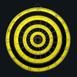 Abstrakte Kunst mit Zirkeln in Schwarz und Gelb Dartscheibe<br><div class="desc">Abstrakte Kunst mit kreisgeometrischen Formen in schwarz und gelb.</div>