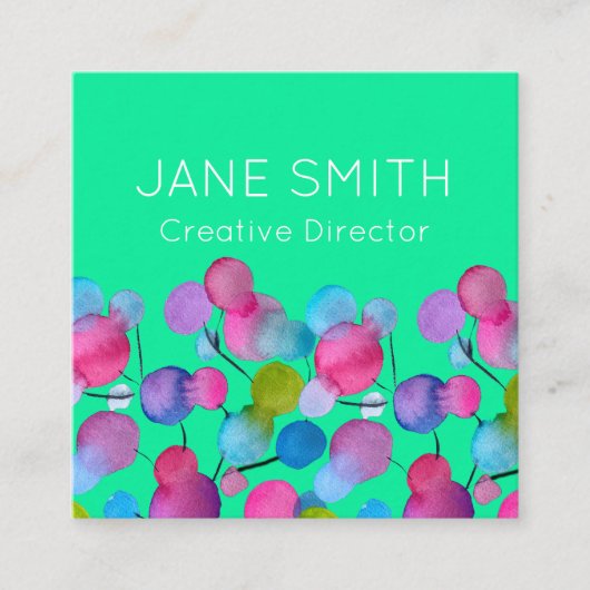 Abstrakte Kunst, moderne farbenfrohe Kreativindust Quadratische Visitenkarte (Vorderseite)