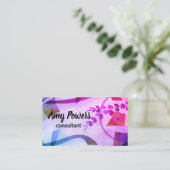 abstrakte Kunst Moderner Chic lila und blau Visitenkarte (Stehend Vorderseite)