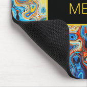 Abstrakte Kunst-modernes gelb-orangees Namensblau Mousepad (Ecke)