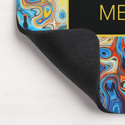 Abstrakte Kunst-modernes gelb-orangees Namensblau Mousepad (Ecke)