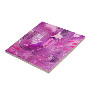 Abstrakte Kunst Modernes Lila Rosa Weiß Fliese