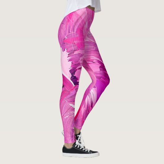 Abstrakte Kunst Modernes Rosa Lila Weiß Leggings (Rechts)