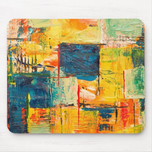 Abstrakte Kunst Multicfarbgelbes Abstraktes Akryll Mousepad (Vorne)