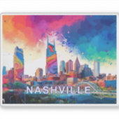 Abstrakte Kunst Nashville Skyline Aufkleber (Vorderseite)