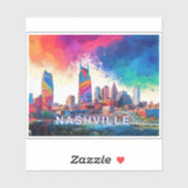 Abstrakte Kunst Nashville Skyline Aufkleber (Blatt)