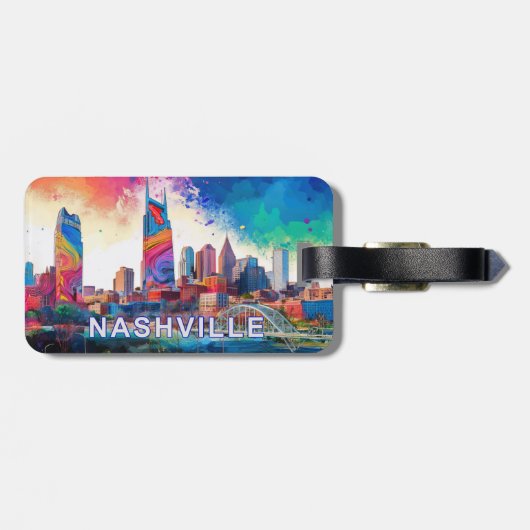 Abstrakte Kunst Nashville Skyline Gepäckanhänger (Rückseite horizontal)