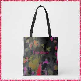 Abstrakte Kunst Noir Black Pink und Gold Tasche