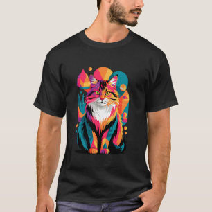Abstrakte Kunst Norwegische Waldkatze Wegies T-Shirt