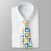 Abstrakte Kunst | Orange Green Blue Squares Krawatte (Gebunden)