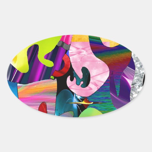 Abstrakte Kunst Ovaler Aufkleber (Vorderseite)