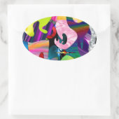 Abstrakte Kunst Ovaler Aufkleber (Tasche)