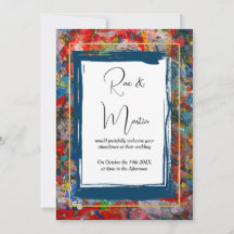 Abstrakte Kunst - Paint-Blue und Gold Rahmen Hochz