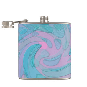 Abstrakte Kunst Pink Türkis Blau Modernes Design Flachmann