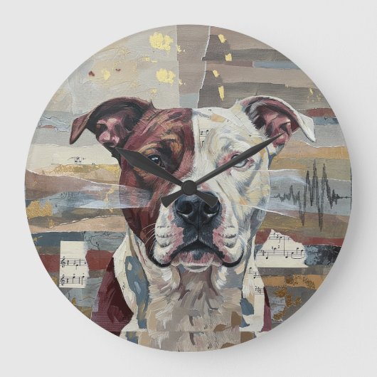 Abstrakte Kunst Pitbull Version 1 Große Wanduhr (Vorderseite)