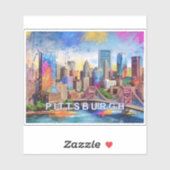 Abstrakte Kunst Pittsburgh Skyline Aufkleber (Blatt)