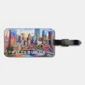 Abstrakte Kunst Pittsburgh Skyline Gepäckanhänger (Rückseite horizontal)