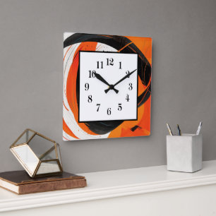 Abstrakte Kunst Quadratische Wanduhr