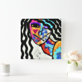 Abstrakte Kunst Quadratische Wanduhr (Zuhause)