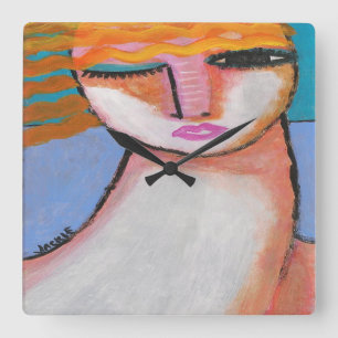 Abstrakte Kunst Quadratische Wanduhr