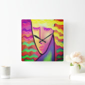 Abstrakte Kunst Quadratische Wanduhr (Zuhause)