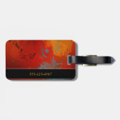 Abstrakte Kunst Rot, Aquau. Goldgrunge-Digital Gepäckanhänger (Rückseite horizontal)