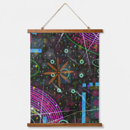 Abstrakte Kunst: Satellit  Wandteppich Mit Holzrahmen
