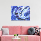 Abstrakte Kunst-'Schatten von Blue Leinwanddruck (Insitu (Wohnzimmer))