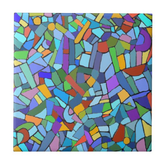 Abstrakte Kunst Schöne farbenfrohe blaue Mosaike Fliese (Vorderseite)