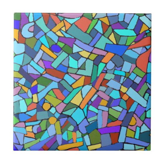Abstrakte Kunst Schöne farbenfrohe blaue Mosaike Fliese (Vorderseite)