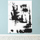 Abstrakte Kunst, Schwarz und Weiß Extra große Lein Leinwanddruck (Insitu (Holzboden))
