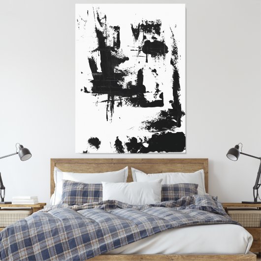 Abstrakte Kunst, Schwarz und Weiß Extra große Lein Leinwanddruck (Insitu (Schlafzimmer))